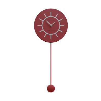 CalleaDesign - Philip - Orologio da parete a pendolo in legno dal design moderno - Colore: Rubino - SKU: 11-007-65