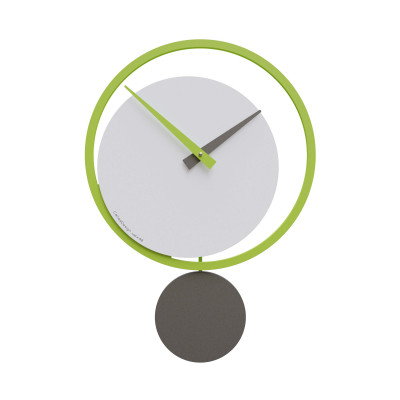 CalleaDesign - Eclipse - Orologio da parete a pendolo in legno dal design moderno - Colore: Verde Mela - SKU: 11-010-76