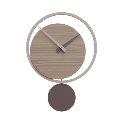 CalleaDesign - Eclipse - Orologio da parete a pendolo in legno dal design moderno - Colore: Noce Canaletto - SKU: 11-010-85