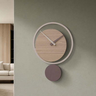 CalleaDesign Eclipse Orologio da parete a pendolo in legno dal design moderno Colore: Noce Canaletto