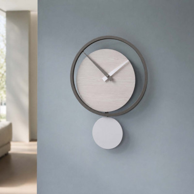 CalleaDesign Eclipse Orologio da parete a pendolo in legno dal design moderno Colore: Rovere Breeze