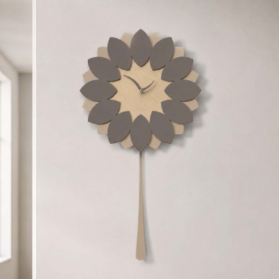 CalleaDesign Flip Orologio da parete a pendolo in legno dal design moderno ed elegante Colore: Cioccolato