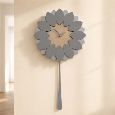 CalleaDesign Flip Orologio da parete a pendolo in legno dal design moderno ed elegante Colore: Grigio Quarzo