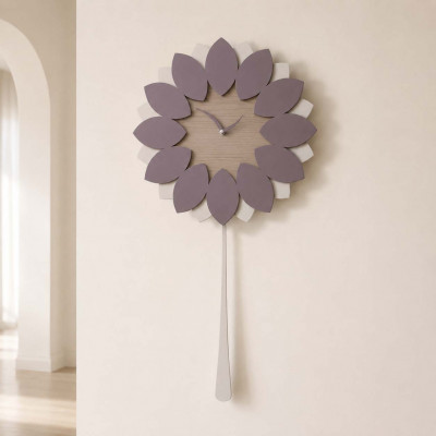CalleaDesign Flip Orologio da parete a pendolo in legno dal design moderno ed elegante Colore: Noce Canaletto