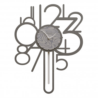 CalleaDesign - Joseph - Orologio da parete a pendolo in legno dal design moderno ed elegante - Colore: Grigio Sottsass - SKU: 11-002-82