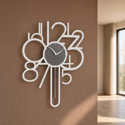 CalleaDesign Joseph Orologio da parete a pendolo in legno dal design moderno ed elegante Colore: Bianco
