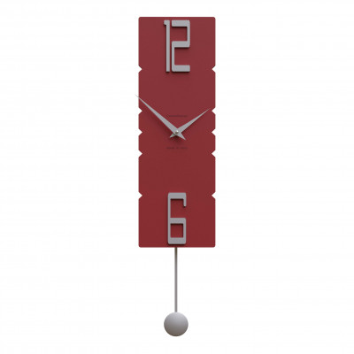 CalleaDesign - Rock - Orologio da parete a pendolo in legno dal design moderno ed elegante - Colore: Rubino - SKU: 11-006-65