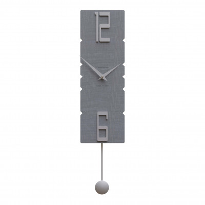 CalleaDesign - Rock - Orologio da parete a pendolo in legno dal design moderno ed elegante - Colore: Radica Grigia - SKU: 11-006-84