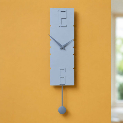 CalleaDesign Rock Orologio da parete a pendolo in legno dal design moderno ed elegante Colore: Azzurro Polvere