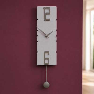 CalleaDesign Rock Orologio da parete a pendolo in legno dal design moderno ed elegante Colore: Gessato