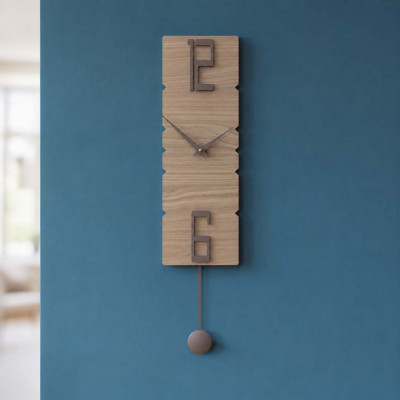 CalleaDesign Rock Orologio da parete a pendolo in legno dal design moderno ed elegante Colore: Noce Canaletto