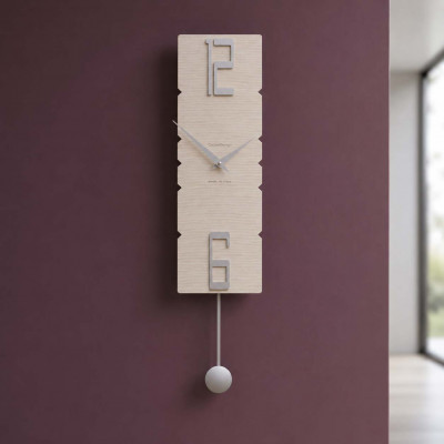 CalleaDesign Rock Orologio da parete a pendolo in legno dal design moderno ed elegante Colore: Rovere Sbiancato