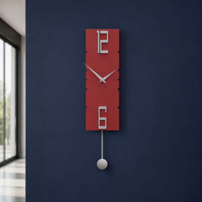 CalleaDesign Rock Orologio da parete a pendolo in legno dal design moderno ed elegante Colore: Rubino