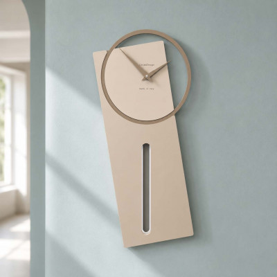 CalleaDesign Sherlock Orologio da parete a pendolo in legno dal design moderno ed elegante Colore: Tortora
