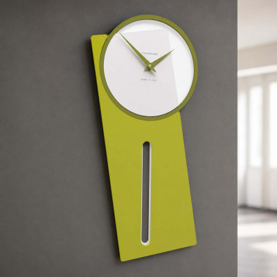 CalleaDesign Sherlock Orologio da parete a pendolo in legno dal design moderno ed elegante Colore: Verde Cedro