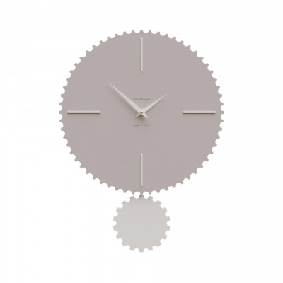 CalleaDesign - Riz - Orologio da parete moderno con pendolo in legno sagomato e finiture eleganti - Colore: Tortora - SKU: 11-013-13