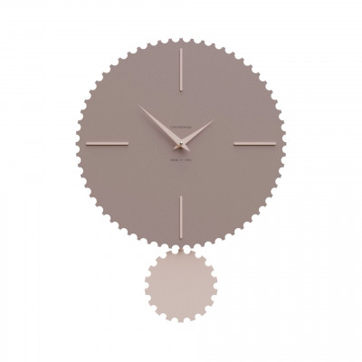 CalleaDesign - Riz - Orologio da parete moderno con pendolo in legno sagomato e finiture eleganti - Colore: Grigio Prugna - SKU: 11-013-34