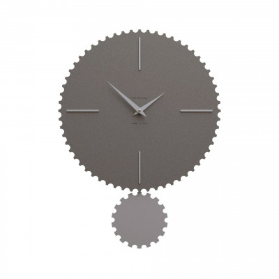 CalleaDesign - Riz - Orologio da parete moderno con pendolo in legno sagomato e finiture eleganti - Colore: Grigio Quarzo - SKU: 11-013-3