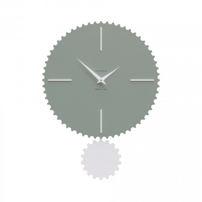 CalleaDesign - Riz - Orologio da parete moderno con pendolo in legno sagomato e finiture eleganti - Colore: Salvia - SKU: 11-013-56