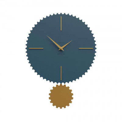 CalleaDesign - Riz - Orologio da parete moderno con pendolo in legno sagomato e finiture eleganti - Colore: Ottanio - SKU: 11-013-57