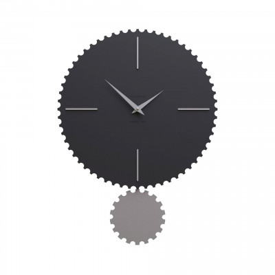 CalleaDesign - Riz - Orologio da parete moderno con pendolo in legno sagomato e finiture eleganti - Colore: Nero - SKU: 11-013-5