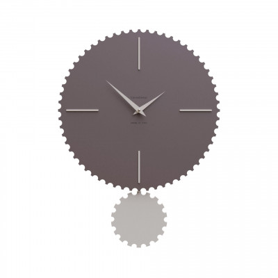 CalleaDesign - Riz - Orologio da parete moderno con pendolo in legno sagomato e finiture eleganti - Colore: Cioccolato - SKU: 11-013-69