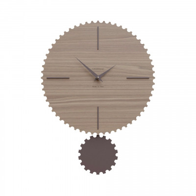 CalleaDesign - Riz - Orologio da parete moderno con pendolo in legno sagomato e finiture eleganti - Colore: Noce Canaletto - SKU: 11-013-85
