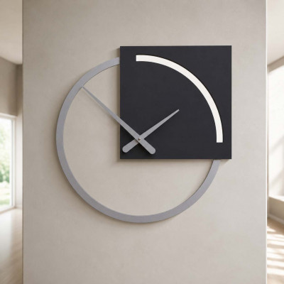 CalleaDesign Karl Orologio da parete con quadrante rotondo il legno dal design moderno ed elegante Colore: Nero