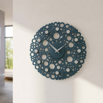 CalleaDesign Bollicine Orologio da parete design moderno in legno con decoro a bolle Colore: Ottanio