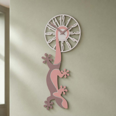 CalleaDesign Geco Penzolante Orologio da parete in legno dal design particolare Colore: Rosa Antico