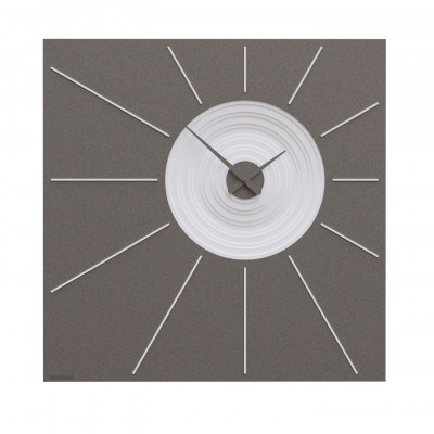 CalleaDesign - Helios - Orologio da parete quadrato di design moderno in legno effetto tridimensionale - Colore: Grigio Quarzo - SKU: 10-336-3
