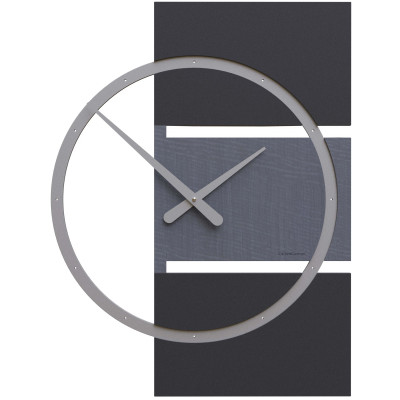 CalleaDesign - Adam - Orologio da parete grande in legno dal design moderno ed elegante - Colore: Radica Grigia - SKU: 10-123-84