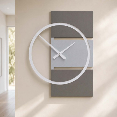 CalleaDesign Adam Orologio da parete grande in legno dal design moderno ed elegante Colore: Gessato