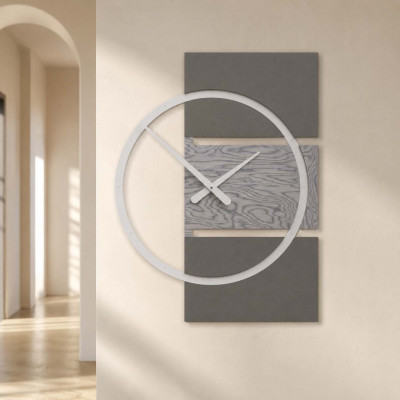 CalleaDesign Adam Orologio da parete grande in legno dal design moderno ed elegante Colore: Grigio Sottsass