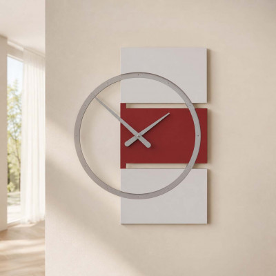 CalleaDesign Adam Orologio da parete grande in legno dal design moderno ed elegante Colore: Rubino