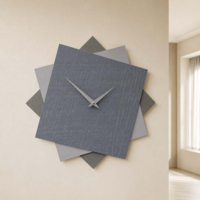 CalleaDesign Foy Orologio da parete grande in legno per cucina o per soggiorno dal design moderno Colore: Grigio