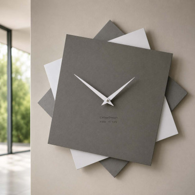 CalleaDesign Foy Orologio da parete grande in legno per cucina o per soggiorno dal design moderno Colore: Grigio Quarzo