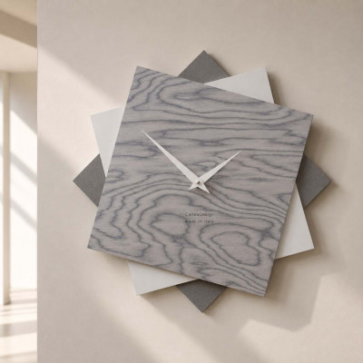 CalleaDesign Foy Orologio da parete grande in legno per cucina o per soggiorno dal design moderno Colore: Grigio Sottsass