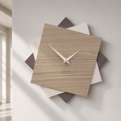 CalleaDesign Foy Orologio da parete grande in legno per cucina o per soggiorno dal design moderno Colore: Noce Canaletto