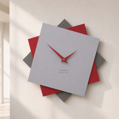 CalleaDesign Foy Orologio da parete grande in legno per cucina o per soggiorno dal design moderno Colore: Rubino