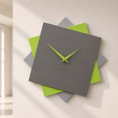 CalleaDesign Foy Orologio da parete grande in legno per cucina o per soggiorno dal design moderno Colore: Verde Mela