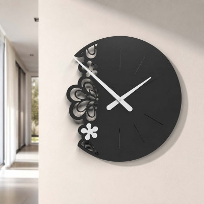 CalleaDesign Merletto Orologio da parete grande Colore: Nero