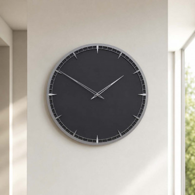 CalleaDesign Eloise Orologio da parete grande rotondo in legno dal design moderno ed elegante Colore: Nero