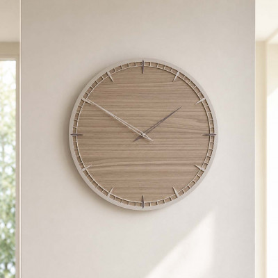 CalleaDesign Eloise Orologio da parete grande rotondo in legno dal design moderno ed elegante Colore: Noce Canaletto