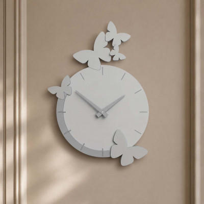 CalleaDesign Il volo delle farfalle Orologio da parete in legno Colore: Bianco