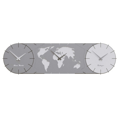 CalleaDesign - Time Master - Orologio da parete in legno con fusi orari e design moderno - Colore: Bianco - SKU: 12-011-1