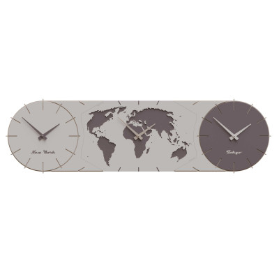 CalleaDesign - Time Master - Orologio da parete in legno con fusi orari e design moderno - Colore: Cioccolato - SKU: 12-011-69