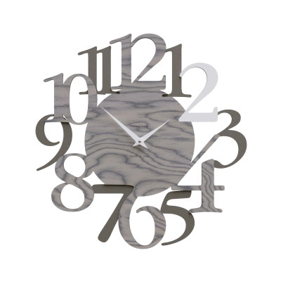 CalleaDesign - Russell - Orologio da parete in legno con numeri dal design moderno - Colore: Grigio Sottsass - SKU: 10-020-82