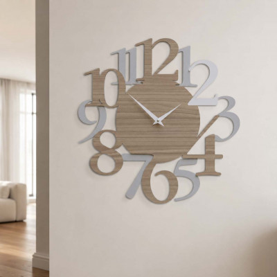 CalleaDesign Russell Orologio da parete in legno con numeri dal design moderno Colore: Noce Canaletto