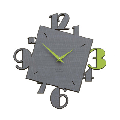 CalleaDesign - Justine - Orologio da parete in legno dal design moderno con quadrante con numeri - Colore: Radica Grigia - SKU: 10-035-84